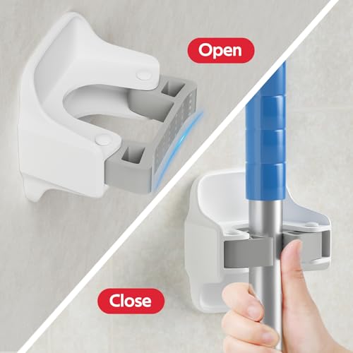 reliahom Broom Holder Wall Mount Mop Grippers organizer wall hanging,10Pack - color: White, size: 10 Pack 1Rack