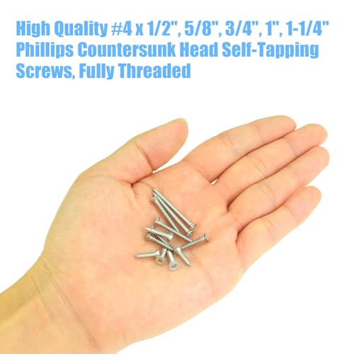 DYWISHKEY 206-Piece Wood Screw Assortment Kit - #4 x 1/2", "5/8", "3/4", "1", "1-1/4" Screws - size: #4