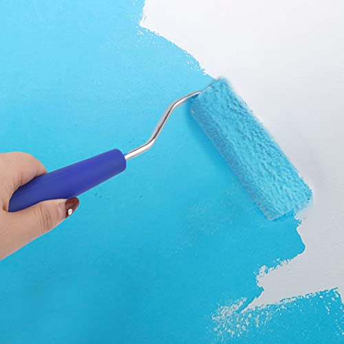 Household Mini Paint Roller Kit, 4 Sponge Paint-Roller-Head + 2 Fabric Roller-Head +1 Plastic Paint Tray + 1 Roller Handle +1 Pant Brush fits Home Painting & Smaller DIY Projects(Color:Blue)
