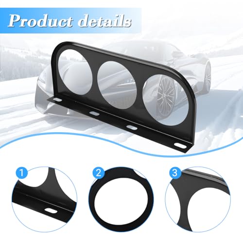 Zpana Car Three Hole Gauge Mounting Panel, 2 Inch Vehicle Dashboard Gauge Pillar Mounting Bracket Pod, Automotive Dash Instrument Holder Replacement, Universal for SUV Automobile Truck - size: Three Hole