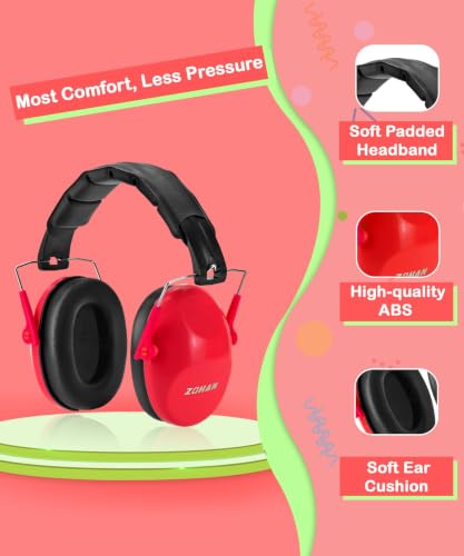 ZOHAN 032 Kids Noise Cancelling Headphones - 25dB NRR Kids Ear Protection, Hearing Protection Safety Ear Muffs for School Monster Truck Fireworks Traveling Studying Concerts Autism - Red - color: 1pack - Red