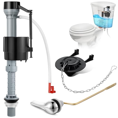 Saillong Universal Toilet Flusher Replacement Kit, Fill Valve, 2-Inch Flapper, Side Mount Handle Lever, Water-Saving, Adjustable Toilet Repair Kit Inside Tank, Easy to Install(1 Set,Dark Grey, Black) - color: Dark Grey, Black