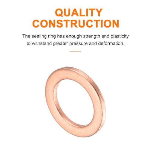 MECCANIXITY 52 Pcs Flat Copper Washers, 12x18x1.5mm Copper Upgraded Flat Metric Sealing Crush Ring Washers for Hydraulic Fittings Screw Bolt Nut Electronic Repair - size: 12x18x1.5mm