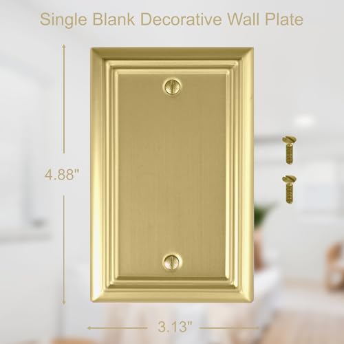 OKAWYC Single Blank Light Switch Cover Adler Metal Wall Plate, 4-Pack Brushed Brass 1 Gang, for Light Switch Cover Outlet Cover Decorative Wallplate, Durable - size: 1 Blank