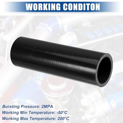 uxcell 1.5" ID 6" Length 4-Ply Reinforced High Temp Straight Coupler Silicone Reducer Hose Black for Car Intercooler Intake Piping - size: 1.5" ID