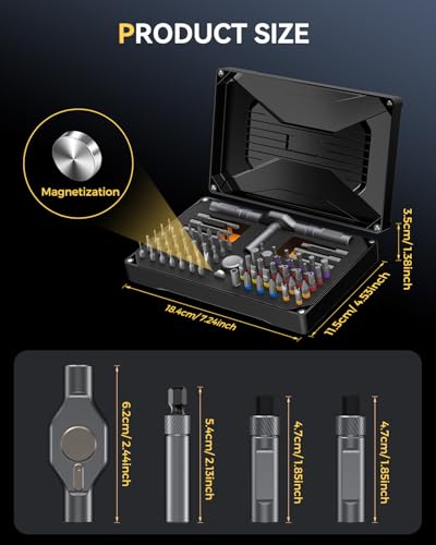 74 in 1 Ratchet Screwdriver Set, Magnetic Ratchet Screwdriver, 71 S2 Bits - size: 74 in 1