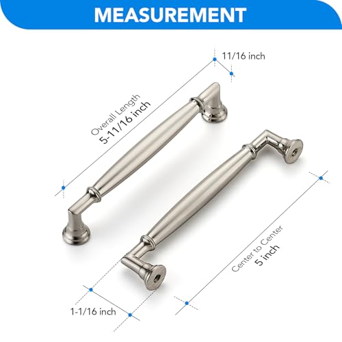 HOME EDIT Brushed Nickel Cabinet Handles 5 Inch Pulls 20 Pack - color: Brushed Nickel, size: 5 inches Hole Center