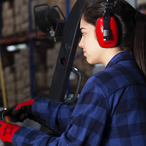 JORESTECH Safety Earmuffs Red Hearing and Ear Sound Suppression Adjustable Headband Lightweight Protection for Construction Sleeping Studying NRR 23dB EM-503 - color: Red