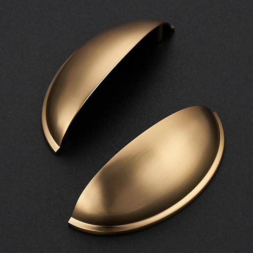 Ravinte Champagne Bronze Drawer Pulls Cabinet Cup Pulls 3 Inch 10 Pack | Kitchen Hardware, Cup Pull Shape, Cabinet Handles, Drawer Handles, Smooth Drawer Grip,For Dressers, Cupboards - color: Champagne Bronze