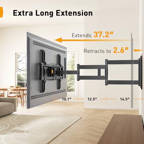 Perlegear Corner TV Wall Mount Long Arm TV Mount for 42-84 Inch TVs - size: Fits 42-84'' TVs / Max 600x400mm