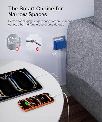 USB C Wall Charger, 100W 6 Port USB C Charging Station Hub Cube Wall Outlet - color: Dark Blue