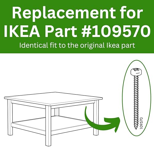Spare Hardware Parts Replacement for IKEA Furniture Screw Chipboard Flat TRX Screw - Part #109570 | Chipboard Screw M4.5-2.0×45 Full Thread with PZD2 Recess| Pack of 14 - size: 109570