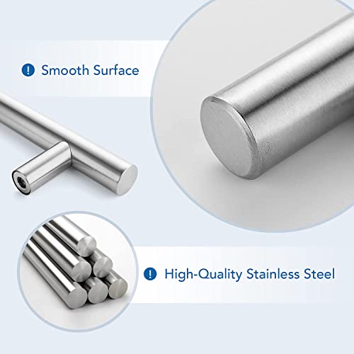 Ravinte Brushed Nickel Cabinet Handles, 30 Pack Drawer Pulls, 4 in | 6-3/8in Overall Lenghth, T Bar Pull, Smooth Grip, Kitchen Hardware Upgrade, For Cabinets, Drawers, Cupboards, Dressers - size: 4 Inch Hole Centers