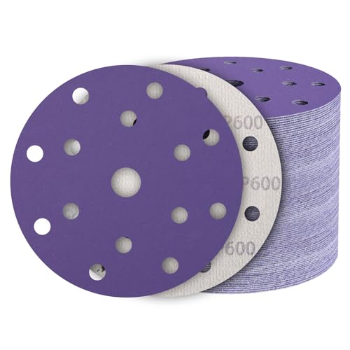 50Pcs 6 Inch Sanding Discs 600 Grit, Hook and Loop Orbital Sandpaper - style: 600Grit-50Pcs