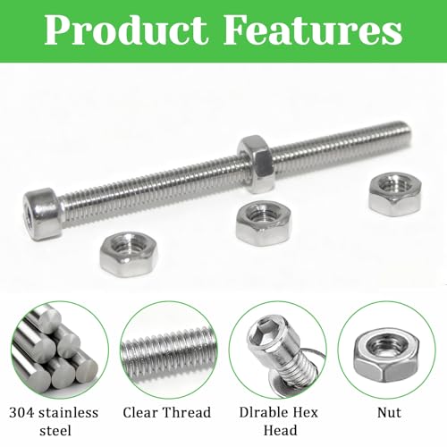 100 Pcs M3 x 40mm Socket Head Cap Screws Metric, Allen Socket Drive, 304 Stainless Steel, Full Thread, Bright Finish, Machine Thread - size: M3 x 40-100Pcs