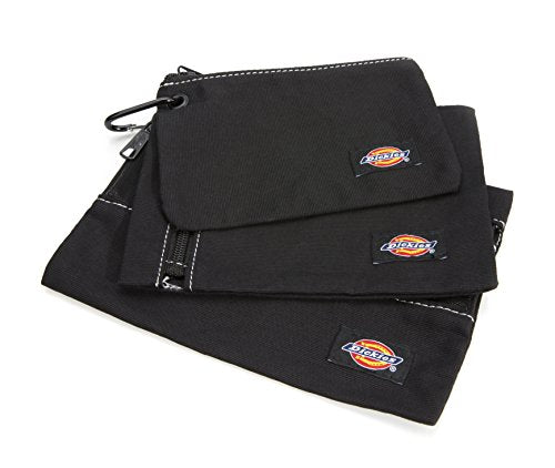 Dickies Set of 3 Small Canvas Utility Pouches, Zippered, for Organizing Small Tools and Fasteners, Black - color: Black