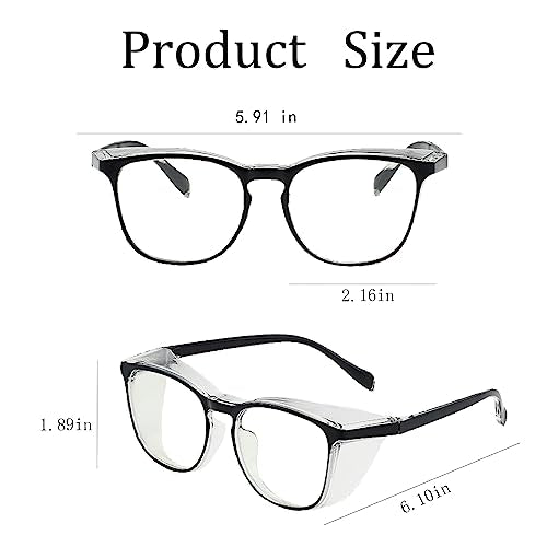 Safety Glasses for Men Women, Anti Fog Safety Goggles Comfortable Blue Light Blocking UV Protective Adult Nurse - color: Black 1pack