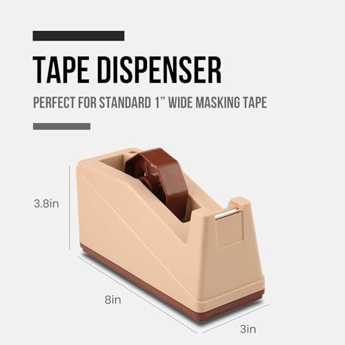 Lichamp Desktop Tape Dispenser Holder with Large 3 inch Core for Masking, Heat Transfer, Painters, Freezer and Kitchen Tape - size: 8 x 3 x 3.8 inches