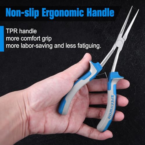 SPEEDWOX Long Reach Bent & Needle Nose Pliers with Smooth & Serrate Jaw - style: 2PCS Needle Nose Pliers