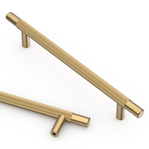 Asidrama 10 Pack 6.3 Inch(160mm) Champagne Bronze Knurled Kitchen Cabinet Handles, Cabinet Pulls Kitchen Cabinet Hardware for Cupboard Drawer Pulls - color: Champagne Bronze, size: 6.3" Hole Center