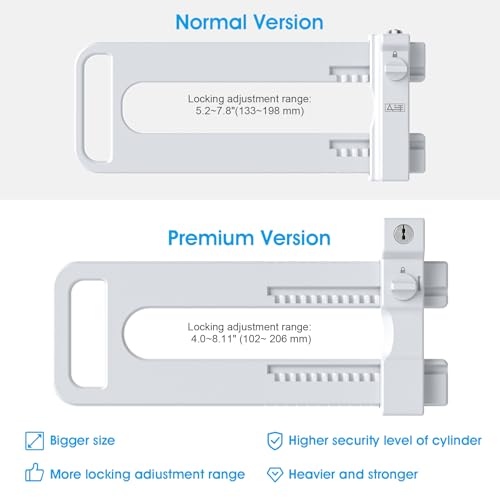 AST French Door Lock for Double Doors, Adjustable, 3 Brass Keys, Key Differ - style: Matte White with Keyed Differ