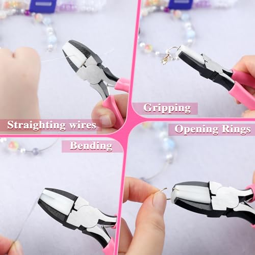 Flat Nose Pliers for Jewelry Making with 2 Replacement Tips, 5 Inch Soft Jaw Pliers with Consistent Grip, Wire Straightener for Beading, Looping, Gripping, Shaping - style: Flat Soft Jaw Pliers