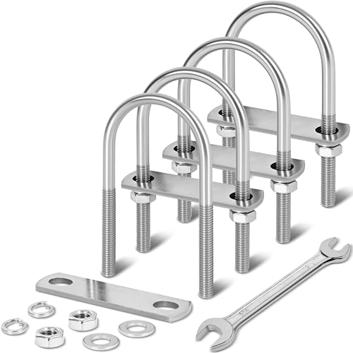 4 Sets M8 U Bolts 2 Inch Wide, 5/16" x 2"W x 4" L - size: M8 x 50mm x 107mm