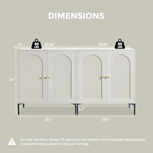 IFGET 61.75" W Modern Arched Sideboard Buffet Cabinet with Storage, Cream - color: Cream, size: 2 Pieces