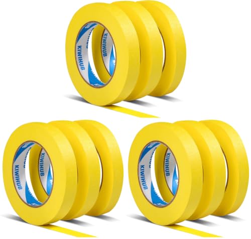 Yellow Painter's Tape,0.7" x 60 Yards x 3 Rolls (180 Yards Total) - Medium Adhesive Masking Tape for Painting,Labeling,Automotive Refinish (Pack of 3) - color: Yellow, size: 0.7", 60 yards (Pack of 3)