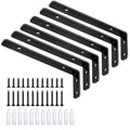 LSK 6PCS L Bracket, L 6"×H 2" Shelf Support Bracket, Max Load :42lb, Black - color: Black, size: 6x2 inch (light duty)