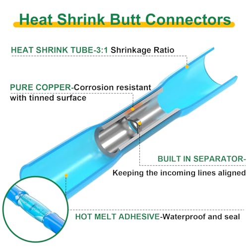 2066PCS Ultimate All-in-One Heat Shrink Solder Seal Wire Connectors Kit: Waterproof Solder Stick Butt Connectors, Heat Gun & Wire Stripper for Automotive, Marine & Electrical Projects Automotive - size: 2066PCS