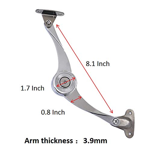 QBOSO Lid Support Hinge in Satin Nickel Folding Lid Stay Hinge with Soft Close, Perfect for Toy Box/Drawer/Window/Wardrobe/Cabinet Door,22lb(Scimitar Style 1pair) - color: Scimitar 2pc