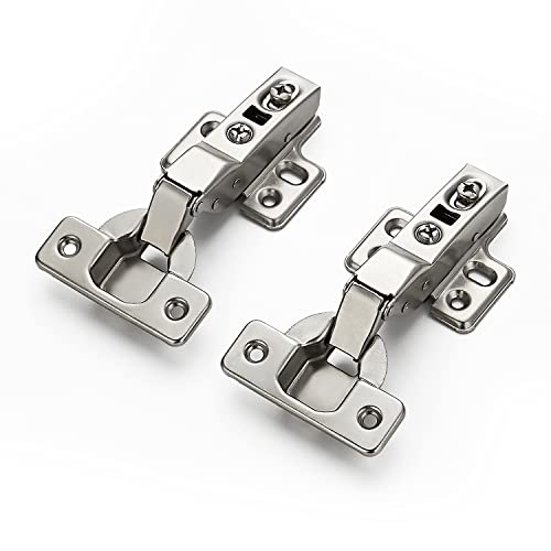 Ravinte European Kitchen Cabinet Hinges, Soft Close, Half Overlay, 10 Pack | 5 Pairs, Satin Nickel, Cabinet Door Hinges, Adjustable Concealed Cabinet Cup Style, Heavy-Duty for Frameless Door - size: Half Overlay