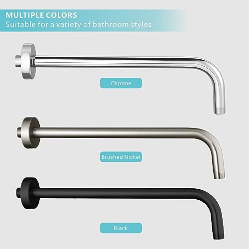 Shower Arm with Flange, 15 Inches Wall Mount Replacement Extension Showerhead Arm For Fixed Shower Head, Matte Black - color: Matte Black, style: 15 Inch