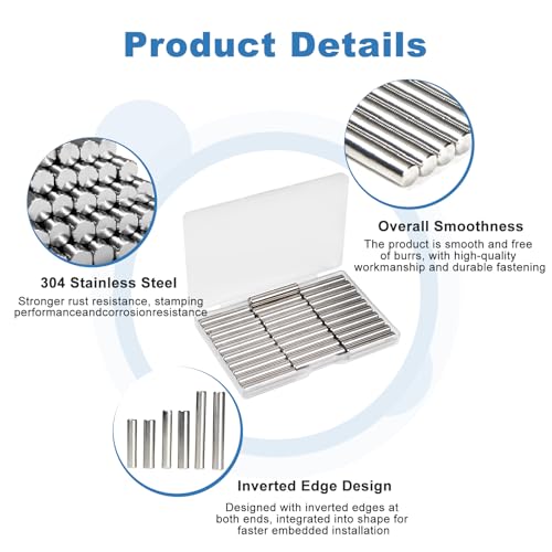30Pcs M6 x 30mm (Approx 1/4" x 1-3/16") 304 Stainless Steel Dowel Pins - size: M6 x 30mm