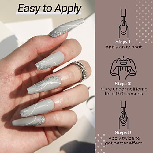 modelones Fall Gel Nail Polish Set, Chocolate Brown Coffee Nude Glitter - color: A4 Chocolate bar