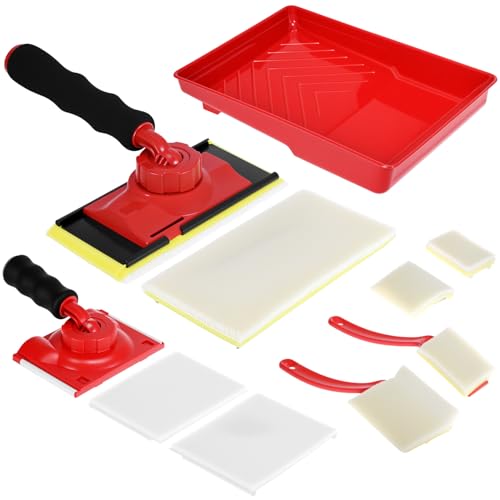 QWORK Paint Edger Tool Kit, 7 in + 4 in Paint Edger Trimmer, 10-Piece Paint Pad Applicator Kit, Corner Wall and Ceiling Pad Painting Tool