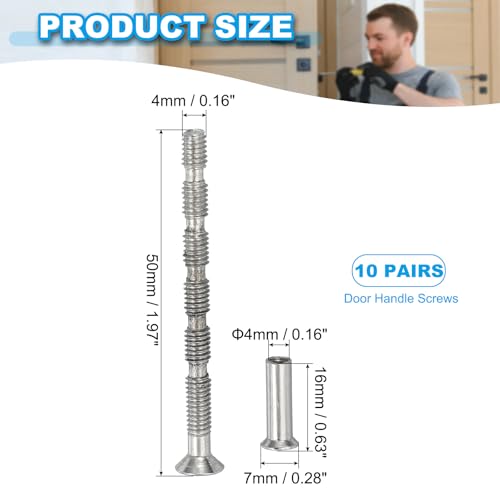 PATIKIL Cabinet Handle Screws M4 x 50mm Break Away Screw with Sleeve 10Set - size: M4 x 50mm