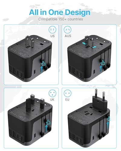 VINTAR Universal Travel Adapter 30W, International Power Adapter - color: 30W Black
