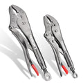 ARROW 2PCS Curved Jaw Locking Pliers Set 7" & 10" | CR-MO Steel Pliers, Adjustable Screw, One-Hand Release, Anti-Slip Handle - size: 7&10inch