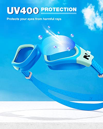 ZIONOR Swim Goggles, G1 SE Swimming Goggles Anti-Fog for Adult Men Women - color: B2-clear Lens Blue Frame