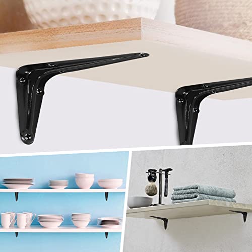 12pcs 6 Inch Shelf Brackets, Heavy Duty L Bracket, Black - size: 5x6 Inch-Black