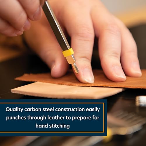 Weaver Leather Supply Diamond Leather Stitching Chisel Set, Precise 3mm Hole Punch, Color-Coded Hole Punch Set for Hand Sewing and Saddle Stitching - size: 3mm