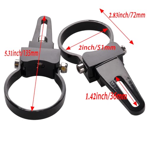 Universal-Fit 360 Adjustable 2.0" Tubular Clamp Mounts for Offroad LED Light Bar - Easy Positioning on Trucks & SUV Tube Surface, High-Grade Light Weight Aluminum, Black Sleek Finish, 2 PCS Set - size: 2"(51mm)
