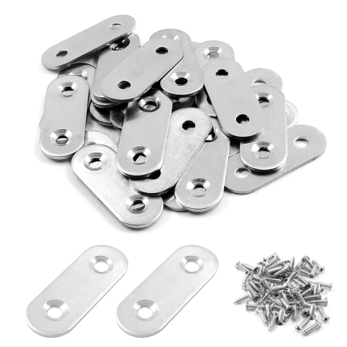 Jiozermi 24 Pcs Straight Brace, 1.6" x 0.6", Stainless Steel Silver - size: Silver, 1.6” x 0.6”, 24 Pcs