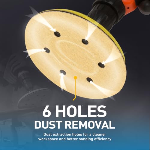 S SATC 30 PCS 6 Inch 6 Hole Sanding Disc Assorted 60 80 100 120 150 180 220 320 400 600 800 1000 Grit Hook and Loop Sand Paper for Random Orbital Sander - style: 6 Hole Yellow
