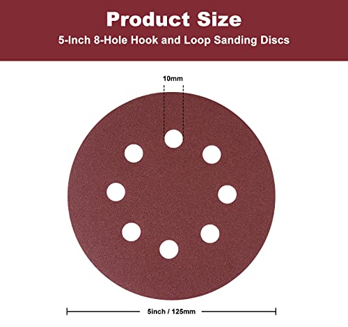 S SATC 150 PCS Sanding Discs 5-Inch 8-Hole Hook and Loop 320 Grit Sandpaper for Random Orbital Sander - style: 150PCS 5 Inch 320 Grit