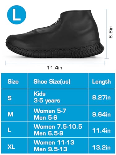 Zbyoujer Waterproof Rain Shoe Covers, Silicone Overshoes with Zipper Non-slip Galoshes for Men and Women (L (Women 8-12, Men 7-11), Blue) - color: Blue, size: L(Women 7.5-10.5,Men 6.5-9)