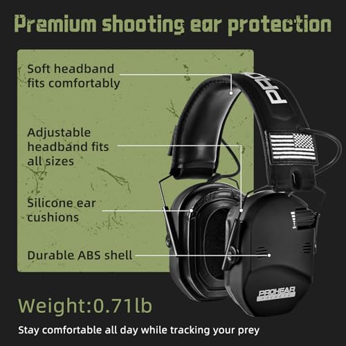 PROHEAR 022 Electronic Ear Protection for Shooting & Hunting - 29dB SNR Noise Reduction, 4 Omnidirectional Microphones - color: Electronic-silicone Ear Pads-black