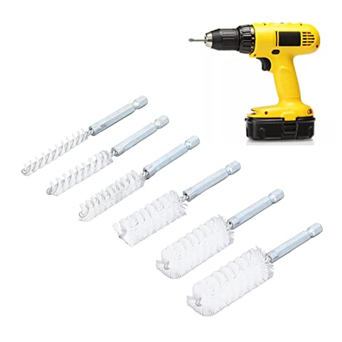 6PCS Hole Cleaning Brushes Bore Brush for Drill Twisted Wire Cleaning Brush Power Drill Cleaning Wire Brush with 1/4in Hex Shank for Power Drill Impact Driver (Nylon (White)) ﻿ - size: Nylon (White)